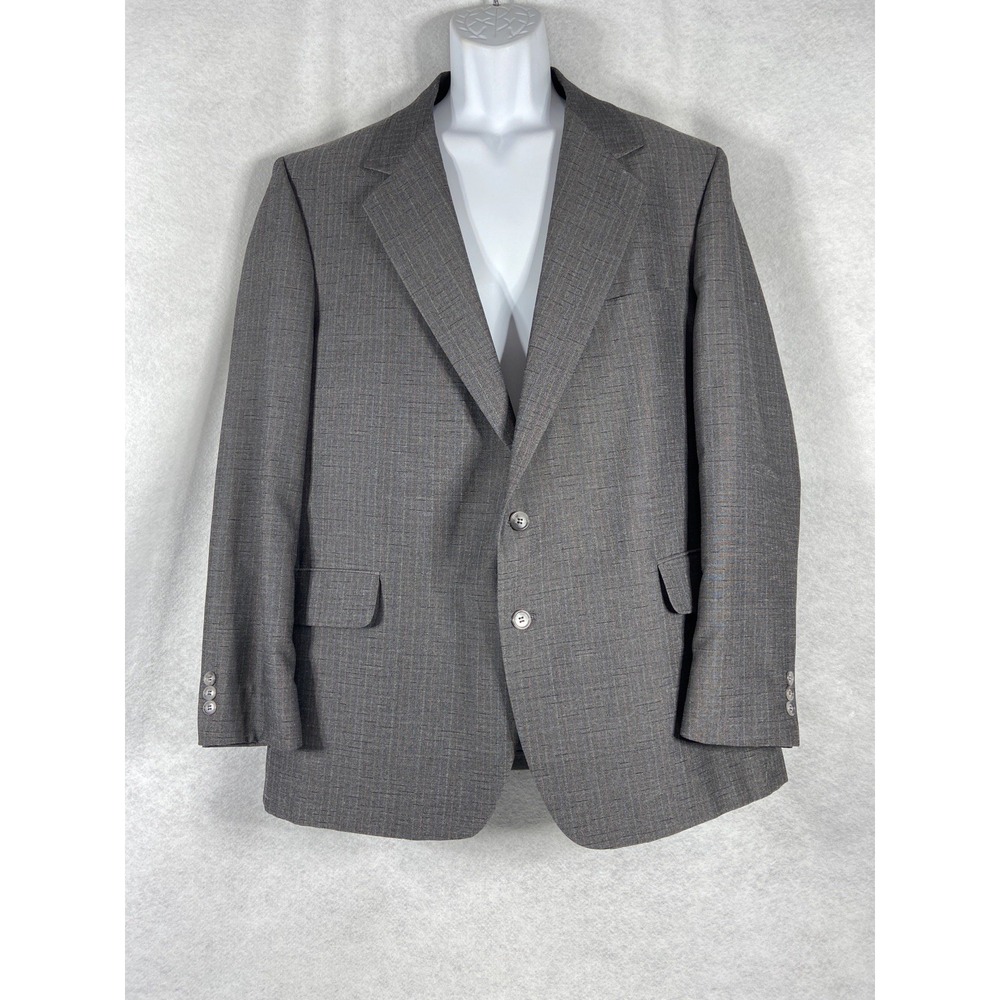 O'Connell's Jacket Men's 46R Gray Sport Coat Wool Blazer Striped USA Made